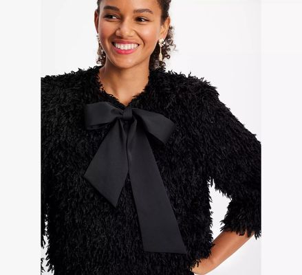 Kate Spade Faux Feather Bow Jacket, Black