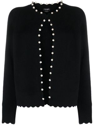 Kate Spade faux-pearl embellished scalloped cardigan - Black