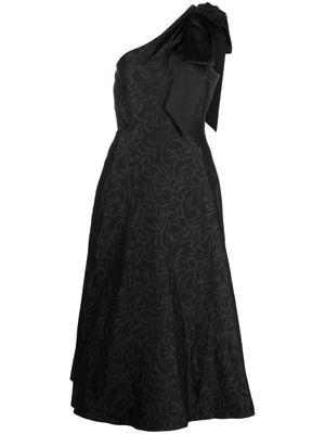 Kate Spade floral-motif one-shoulder flared dress - Black