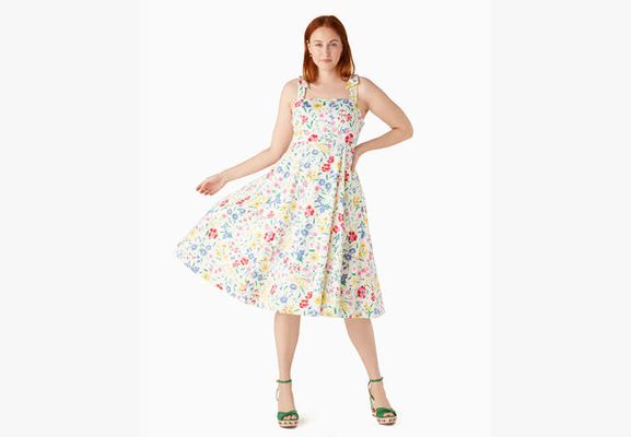 Kate Spade Garden Bouquet Fit-And-Flare Dress, Cream