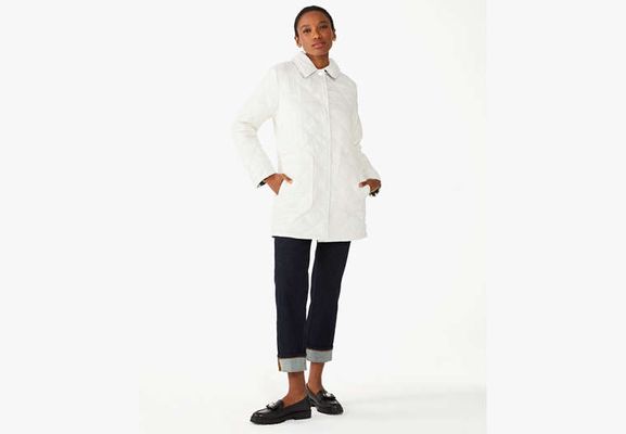 Kate Spade Gingham Quilted Coat, Cream