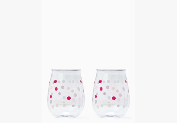Kate Spade Glimmer Dot Acrylic Stemless Wine Glass Set Of 2