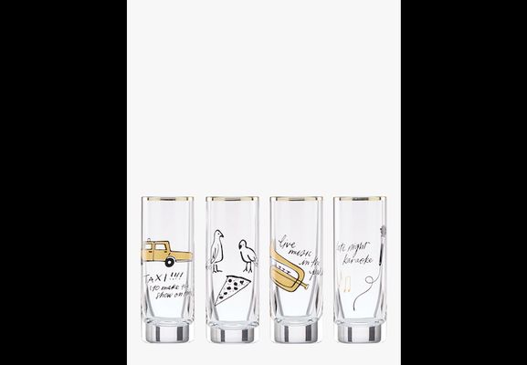 Kate Spade Good Times In A New York Minute 4-Piece Shot Glass Set, Gold
