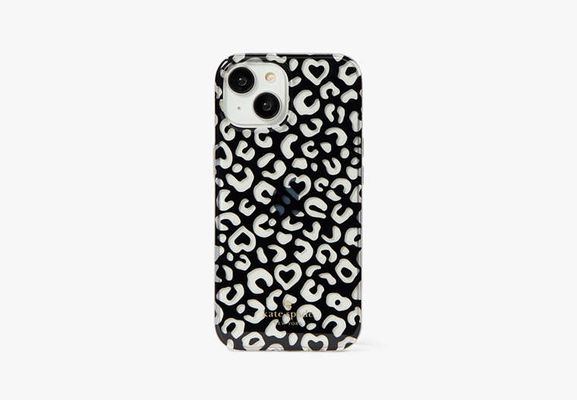 Kate Spade Graphic Leopard Heart Printed Iphone 15 Case, Clear