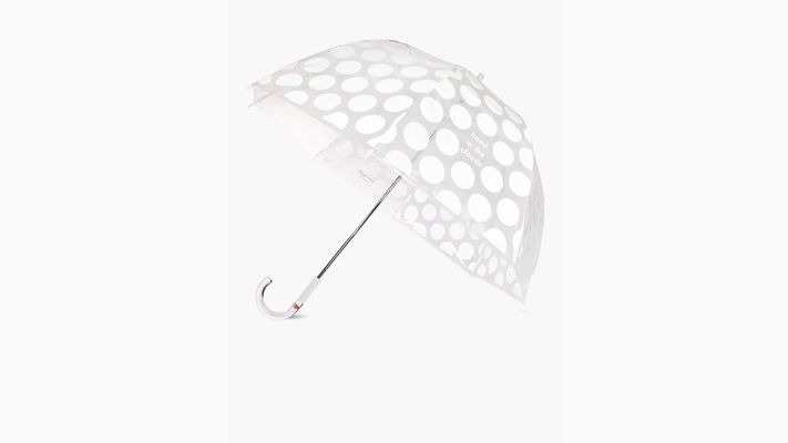 Kate Spade Head In The Clouds Jumbo Dot Clear Umbrella, Clear/White