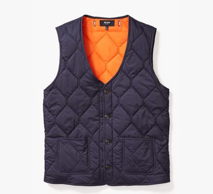 Kate Spade Jack Spade Quilted 3-In-1 Button Out Vest, Navy/ Orange
