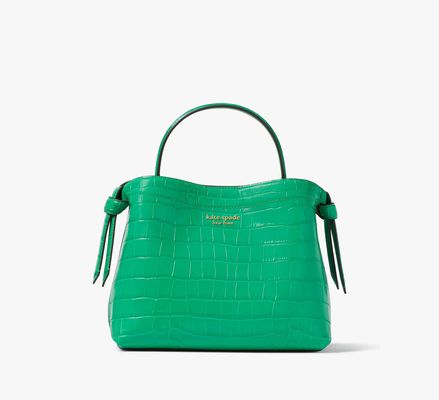 Kate Spade Knott Croc-Embossed Medium Top-Handle Bag, Leafy Green