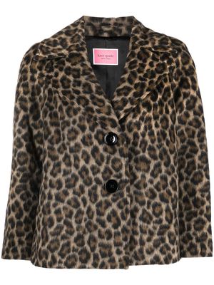 Kate Spade leopard-jacquard singled-breasted jacket - Brown