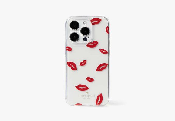 Kate Spade Lip Toss Printed Iphone 15 Pro Case, Clear