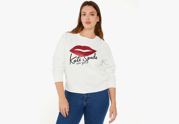 Kate Spade Lipstick Kiss Sweatshirt, Cream