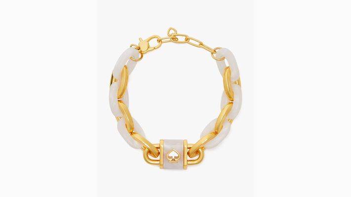 Kate Spade Lock And Spade Link Bracelet, White Gold