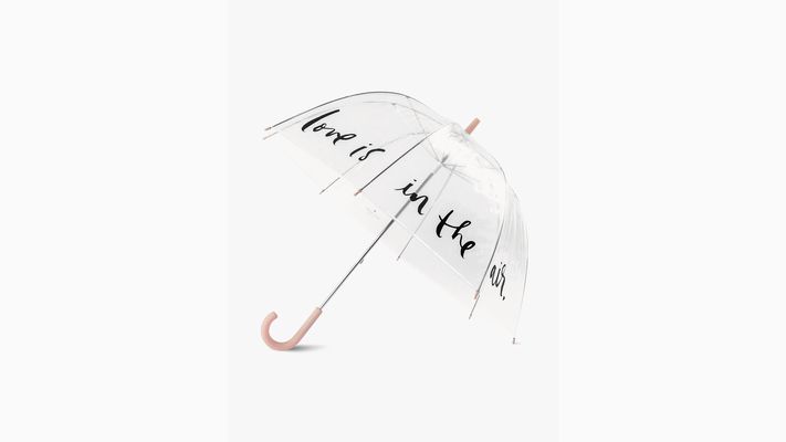 Kate Spade Love Is In The Air Clear Umbrella, Pink/ Clear/ Black