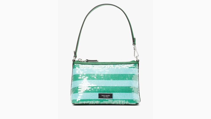 Kate Spade Lulu Seaside Stripe Sequin East West Pochette, Fresh Greens