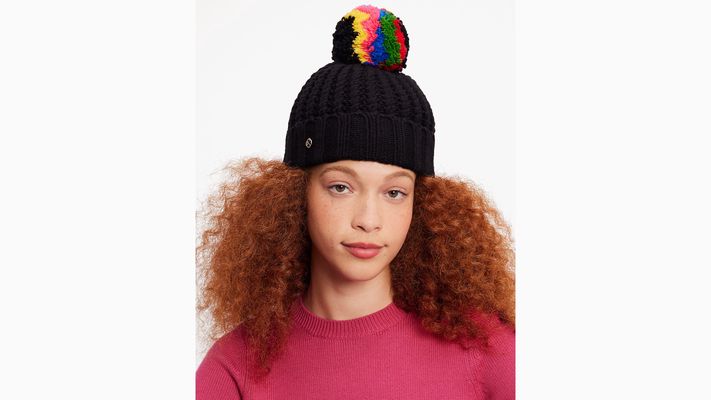 Kate Spade Marble Cable Knit Beanie, Black