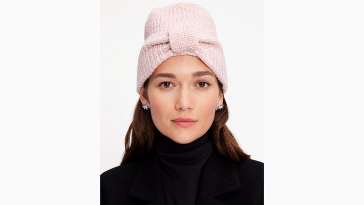 Kate Spade Metallic Bow Beanie, English Rose