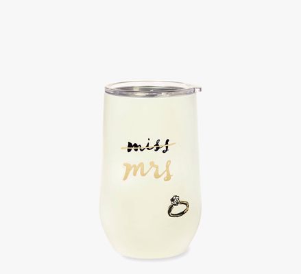 Kate Spade Miss To Mrs Stemless Wine Tumbler, Parchment