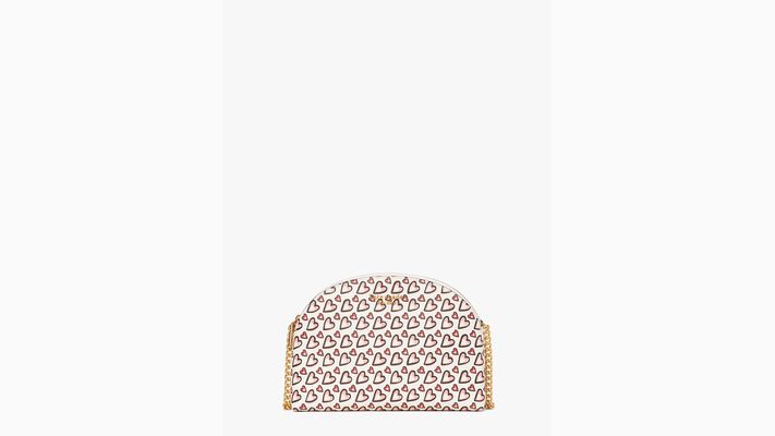 Kate Spade Morgan Fancy Hearts Double-Zip Dome Crossbody, Cream