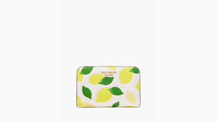 Kate Spade Morgan Lemon Toss Embossed Compact Wallet, Parchment