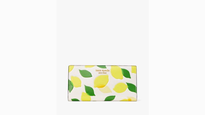 Kate Spade Morgan Lemon Toss Embossed Slim Bifold Wallet, Parchment