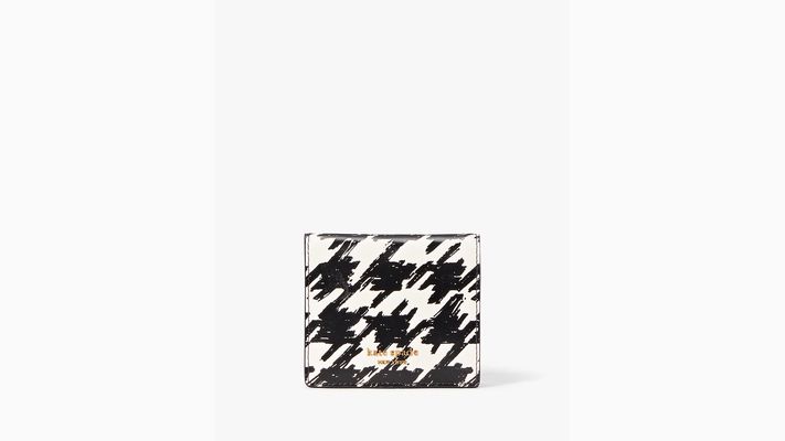 Kate Spade Morgan Painterly Houndstooth Small Bifold Wallet, Black