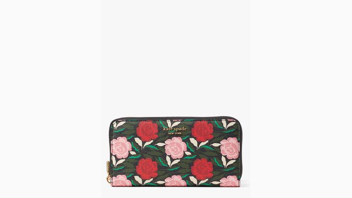 Kate Spade Morgan Rose Garden Zip-Around Continental Wallet, Black