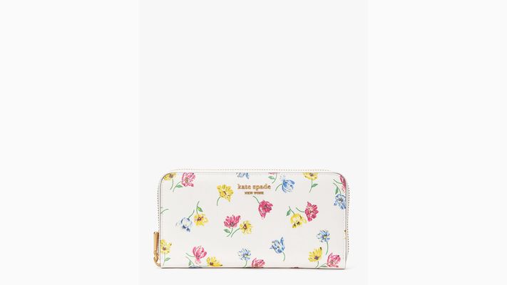 Kate Spade Morgan Tulip Toss Zip-Around Continental Wallet, Cream