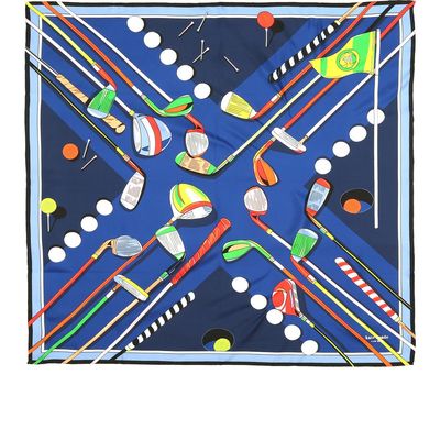 Kate Spade New York 18th hole square silk scarf in Blue Multi 