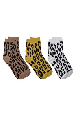 kate spade new york 3-pack modern leopard ankle socks in Brown Multi