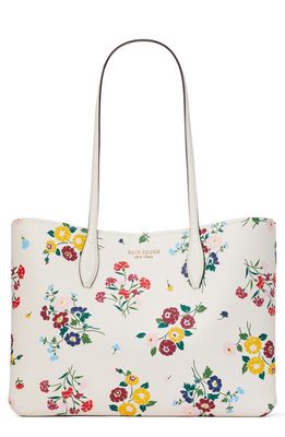 kate spade new york All Day Large Leather Tote in Halo White Multi