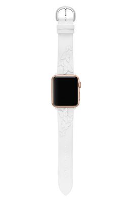 kate spade new york Apple Watch® butterfly appliqué leather strap in White