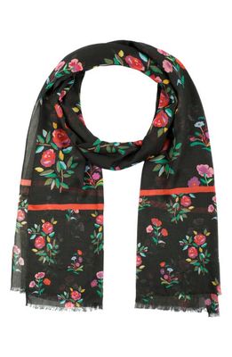 kate spade new york autumn floral oblong scarf in Black