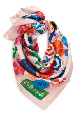 kate spade new york beach day square silk scarf in Pink Multi