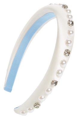kate spade new york bridal imitation pearl and crystal embellished headband in French Cream
