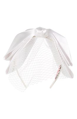 kate spade new york bridal satin bow veiled headband in French Cream