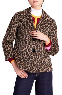 kate spade new york brushed leopard jacket in Roasted Cashew