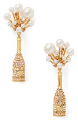 kate spade new york champagne bottle drop earrings in Champagne/Gold