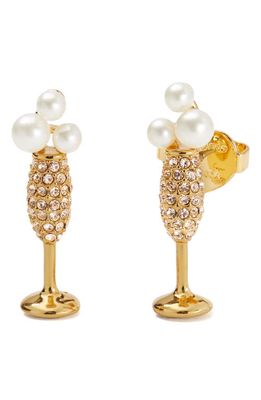 kate spade new york champagne glass stud earrings in Champagne/Gold