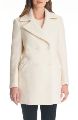 kate spade new york contrast trim double breasted coat in Cream