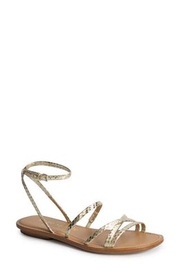 kate spade new york cove metallic snakeskin embossed sandal in Pale Gold