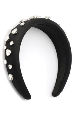 kate spade new york crystal embellished silk headband in Black