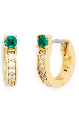 kate spade new york cubic zirconia huggie earrings in Emerald.