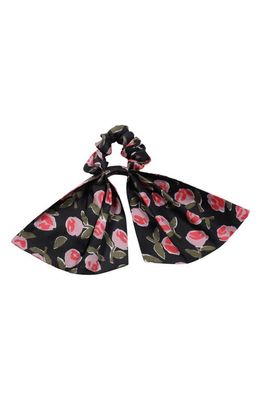 kate spade new york ditsy rose silk scarf scrunchie in Black