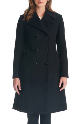 kate spade new york double breasted wool blend coat in Black