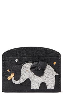 kate spade new york ellie embellished saffiano leather card case in Black Multi.