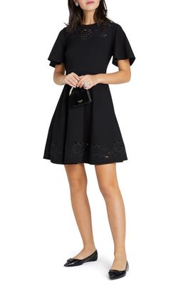 kate spade new york Embroidered Cutwork Ponte A-Line Dress in Black
