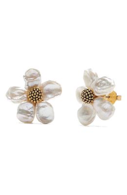 kate spade new york floral frenzy stud earrings in Cream/Gold