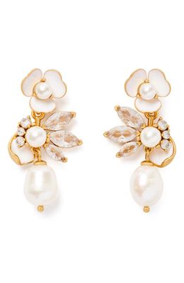 kate spade new york floral freshwater pearl drop earrings in White Multi