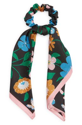 kate spade new york floral garden silk scarf scrunchie in Black