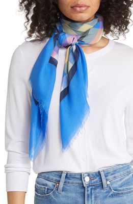 kate spade new york garden plaid square scarf in Sapphire Blue