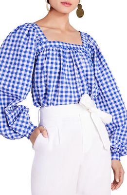 kate spade new york gingham square neck top in Blueberry